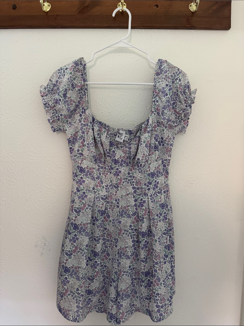 Princess Polly Lavender and White Floral Puff Sleeve Romper